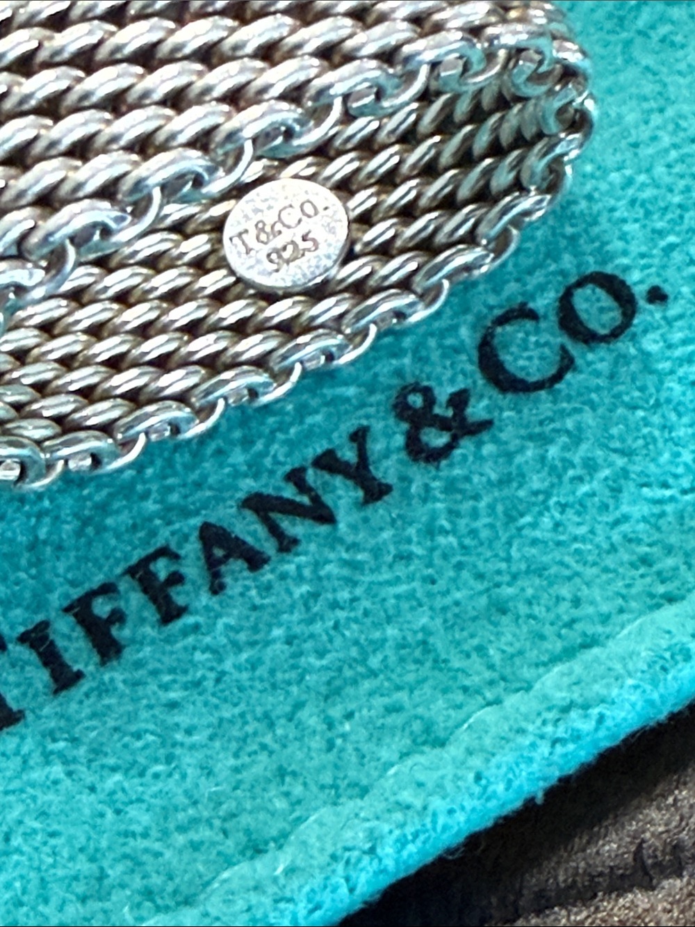 Tiffany & Co. Sterling Silver Wide Mesh Band Ring on Signature Blue Pouch - Picture 3 of 3